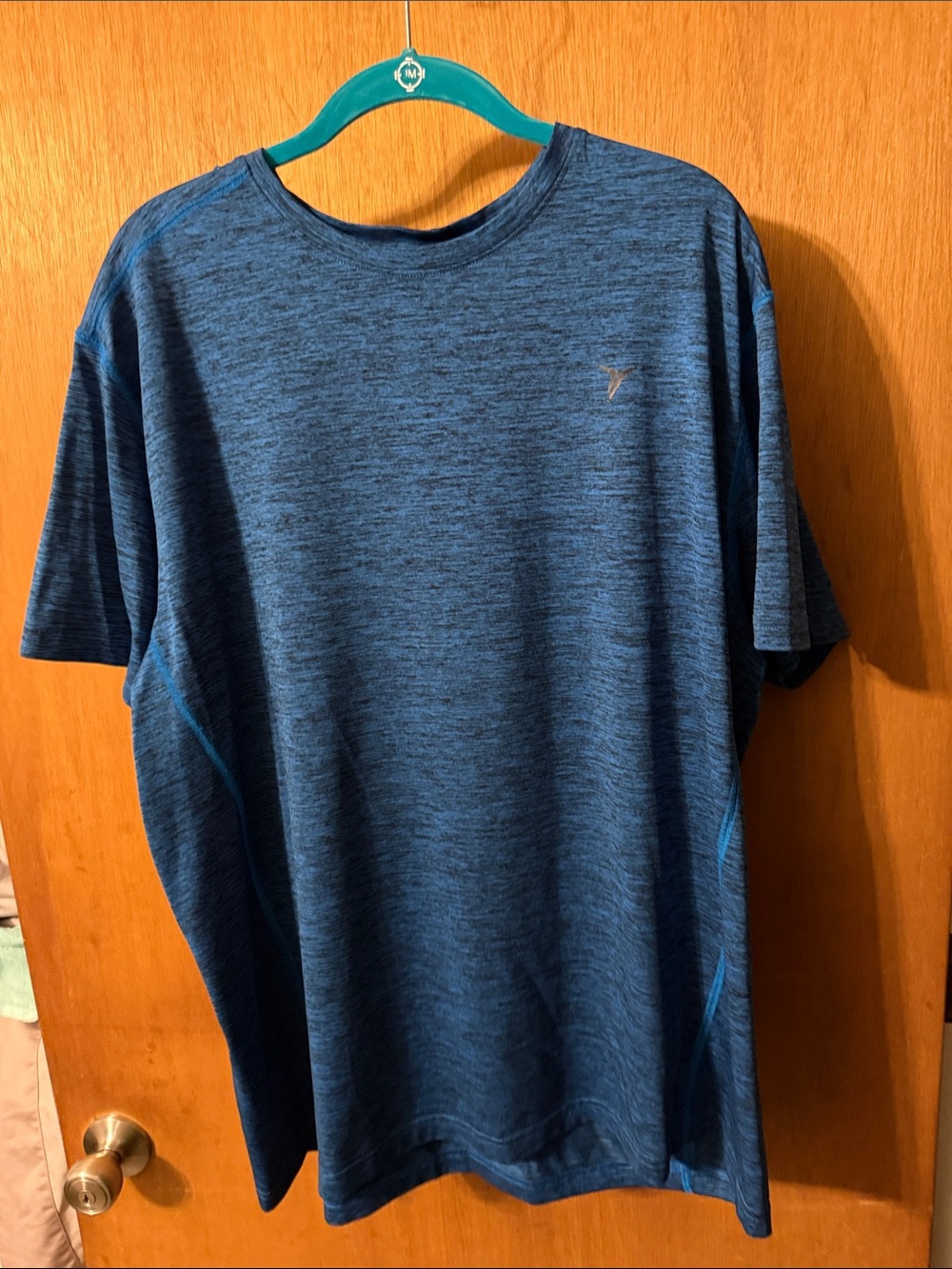 Old Navy Men's Heathered Navy Blue Crew Neck Performance Tee